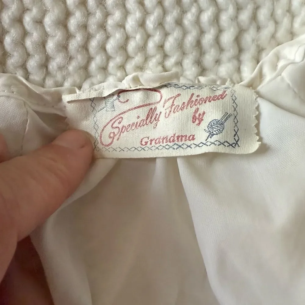 Vintage Sweater Hand Knitted by Grandma Cardigan Sweater Kitten